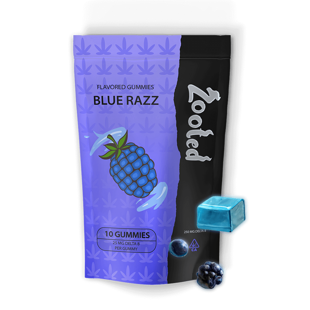 Premium Delta 8 THC gummies in Blue Razz flavor - Zooted's cannabis edibles
